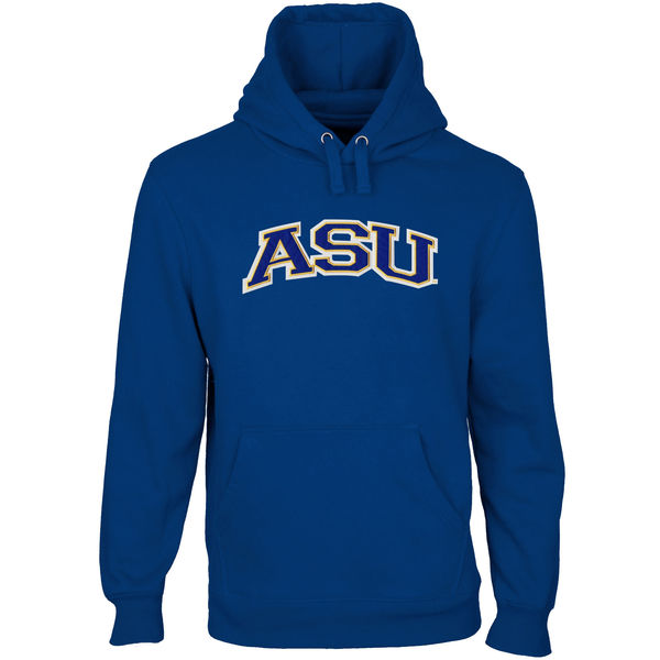 Men NCAA Angelo State Rams Arch Name Pullover Hoodie Royal Blue